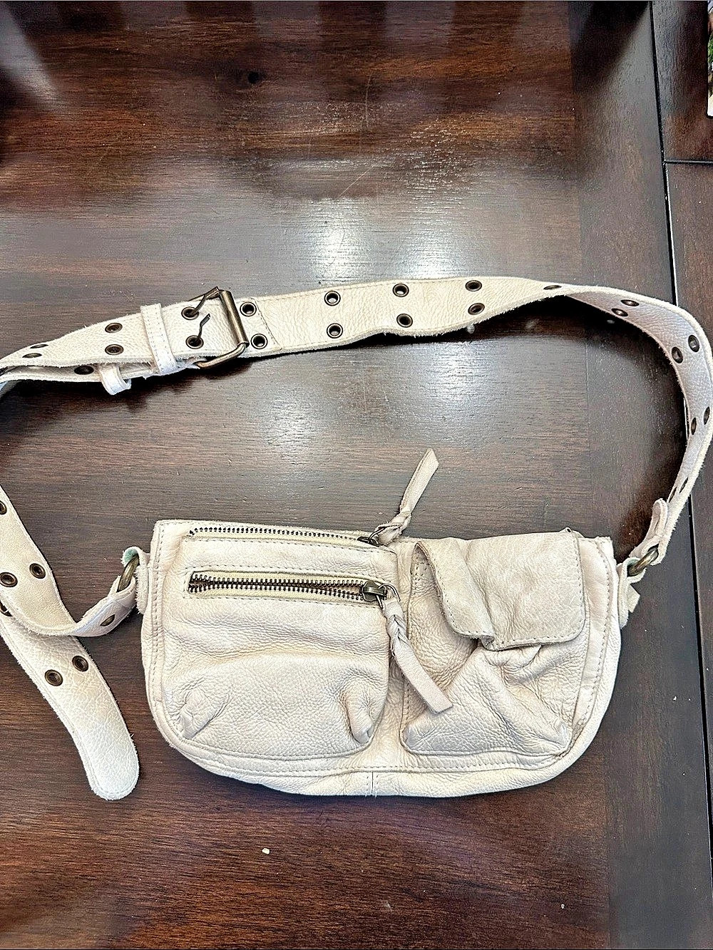 Free People Deception Sling Bag White Leather Crossbody Bag